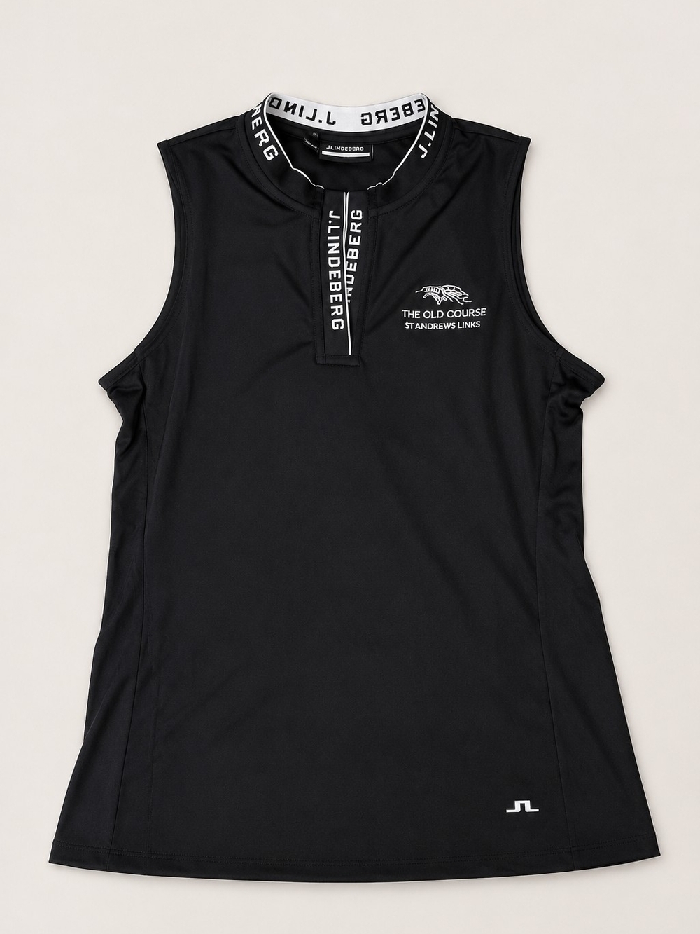 J.Lindeberg Black Sleeveless Golf Tank with Branded Collar